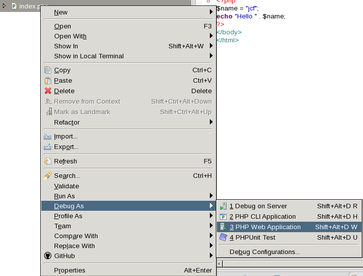 Fichier:Eclipse run-debug web contextual menu.png